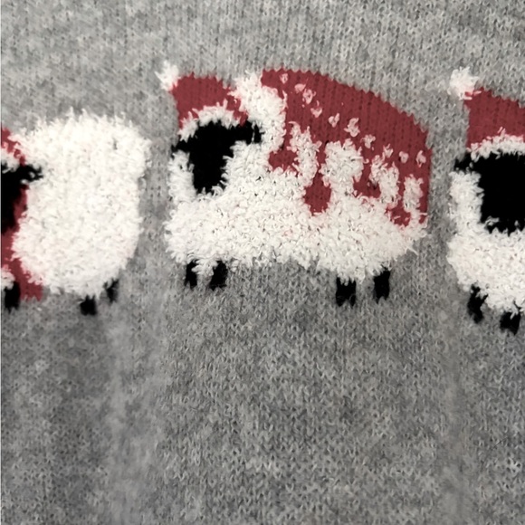 NEW WITH TAGS Cupcakes and Cashmere Grey Christmas Sweater Sheep Santa Medium - Picture 2 of 5